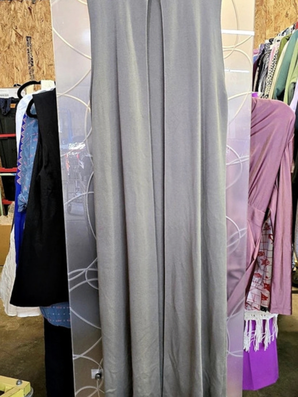 Zara Sleeveless Maxi Cover Up Cape Top in Gray/green Size Medium